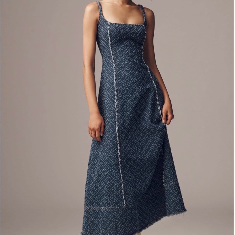 Elliatt Denim Textured Square-Neck Maxi Dress